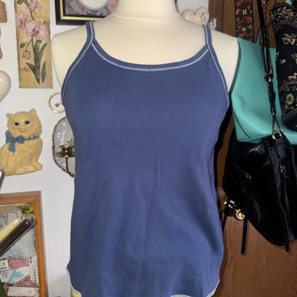 vintage Route 66 y2k Navy Blue Sleeveless Knit Camisole